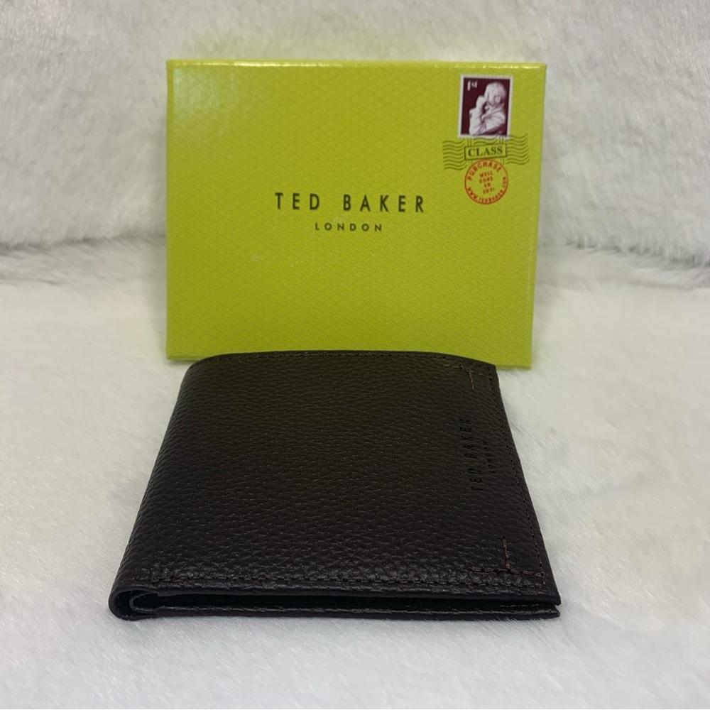 Ted Baker London Brown-Chocolate Leather Bifold Wallet NWT